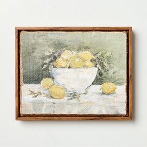 10"x8" Lemon Bowl Still Life on Burlap Wall Art Framed - Hearth & Hand™